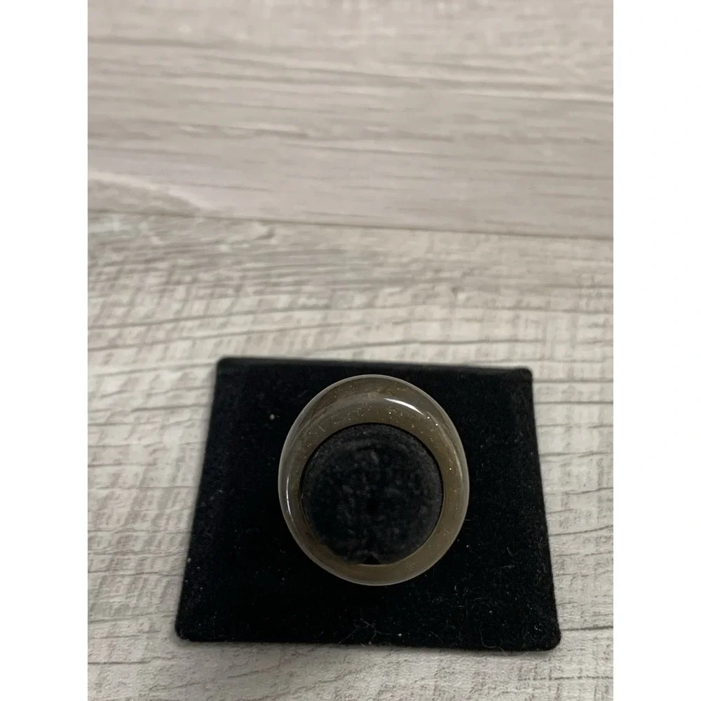 Brown Gold Marbling Acrylic Ring ~ Size 7.5